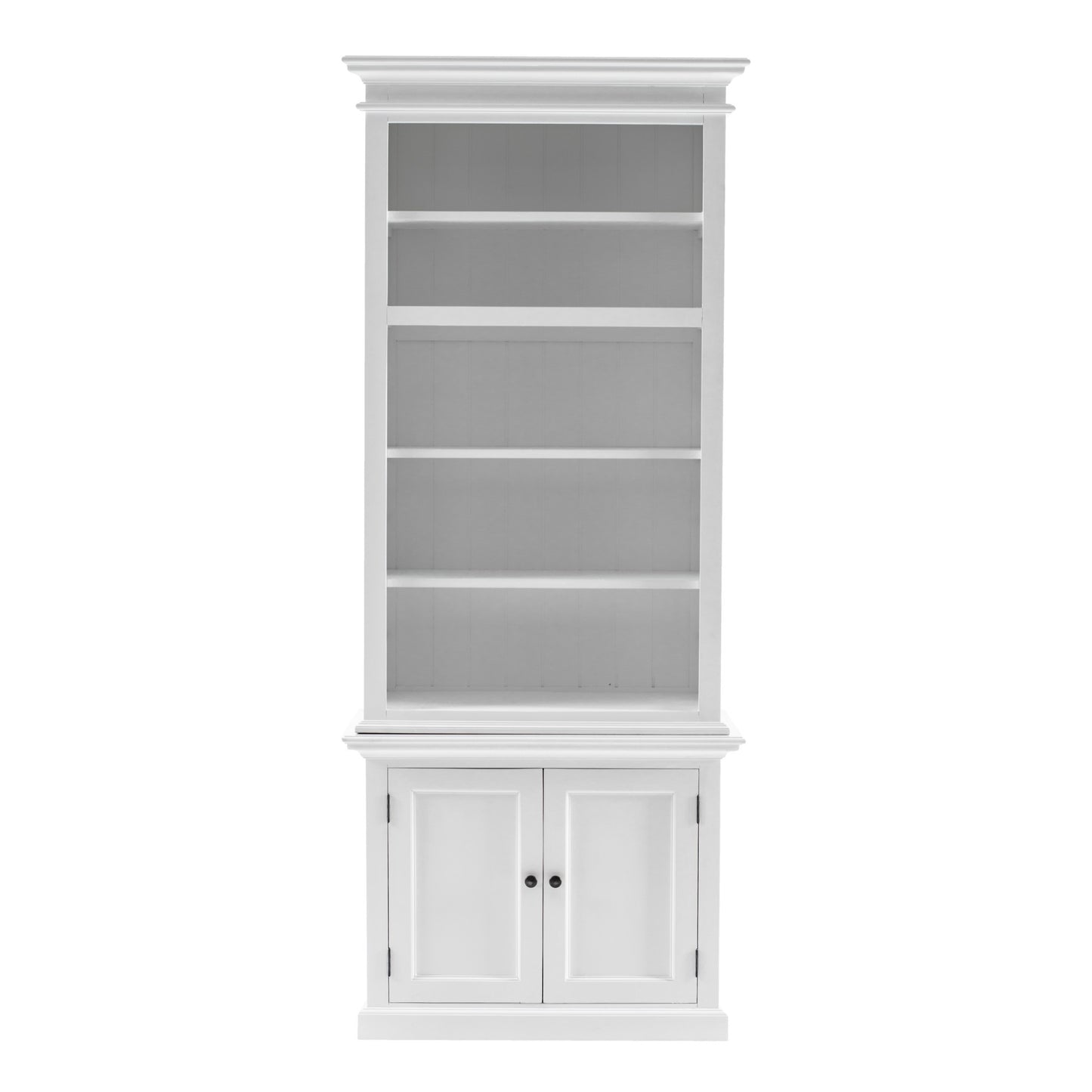 87" White Solid Wood Adjustable Four Tier Bookcase