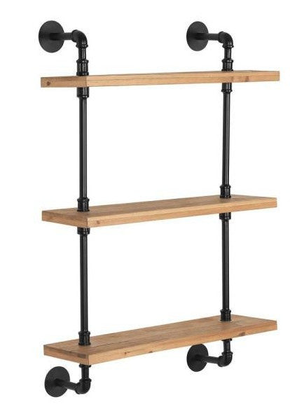 24" Three Shelves Solid Wood Wall Mounted Shelving Unit