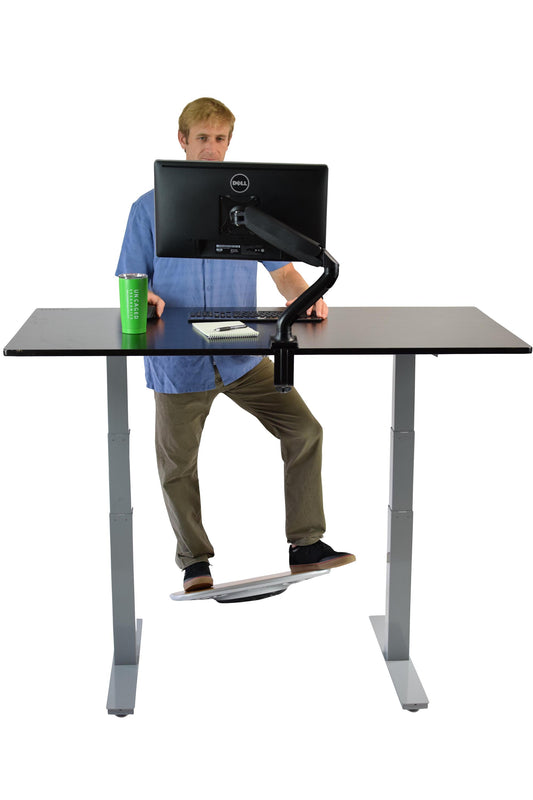 Bamboo and Silver Active Standing Desk Balance Board