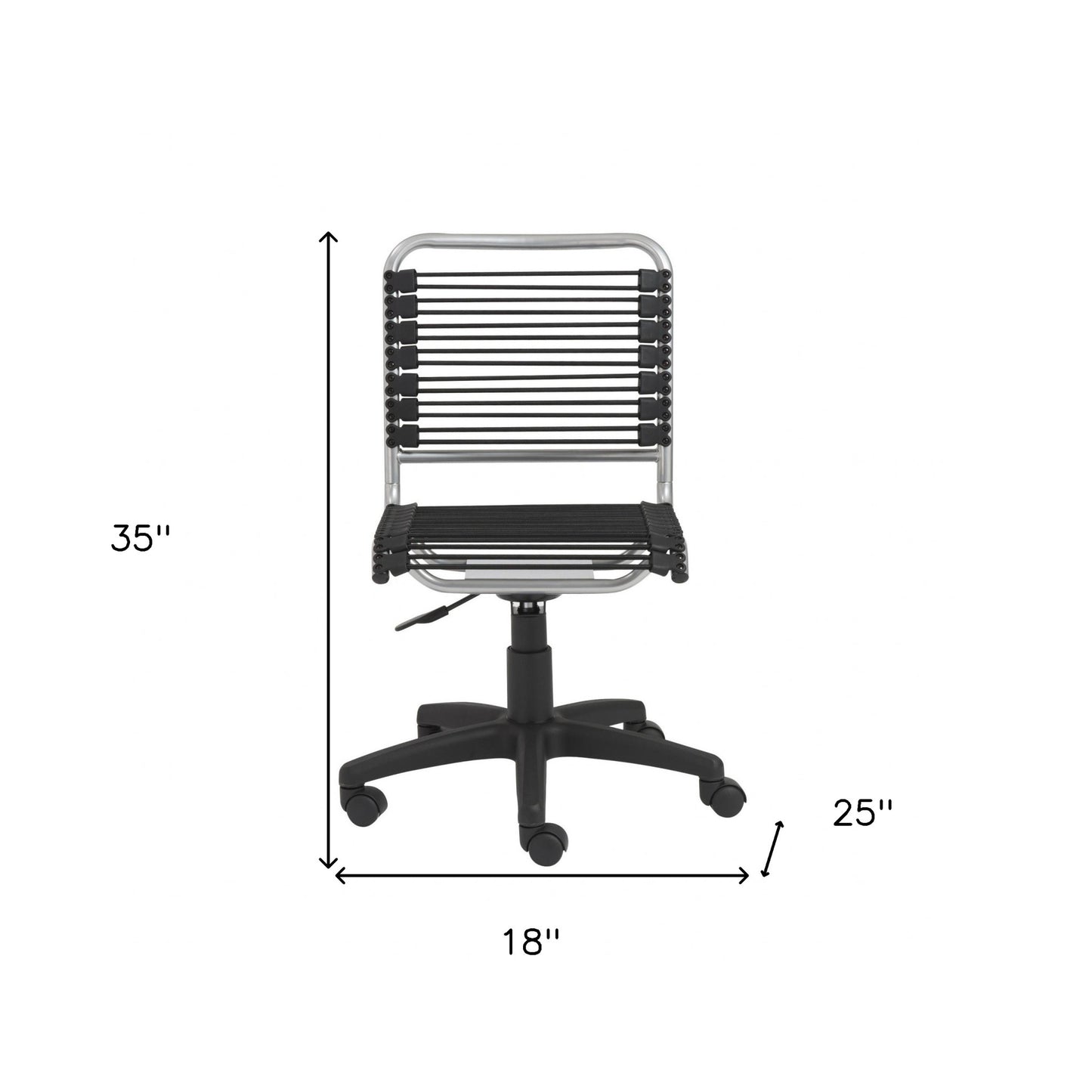 Black Swivel Adjustable Task Chair Bungee Back Steel Frame