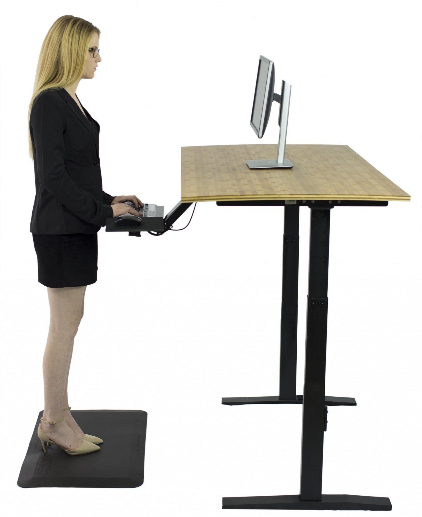 Natural Bamboo Dual Motor Electric Office Adjustable Computer Desk