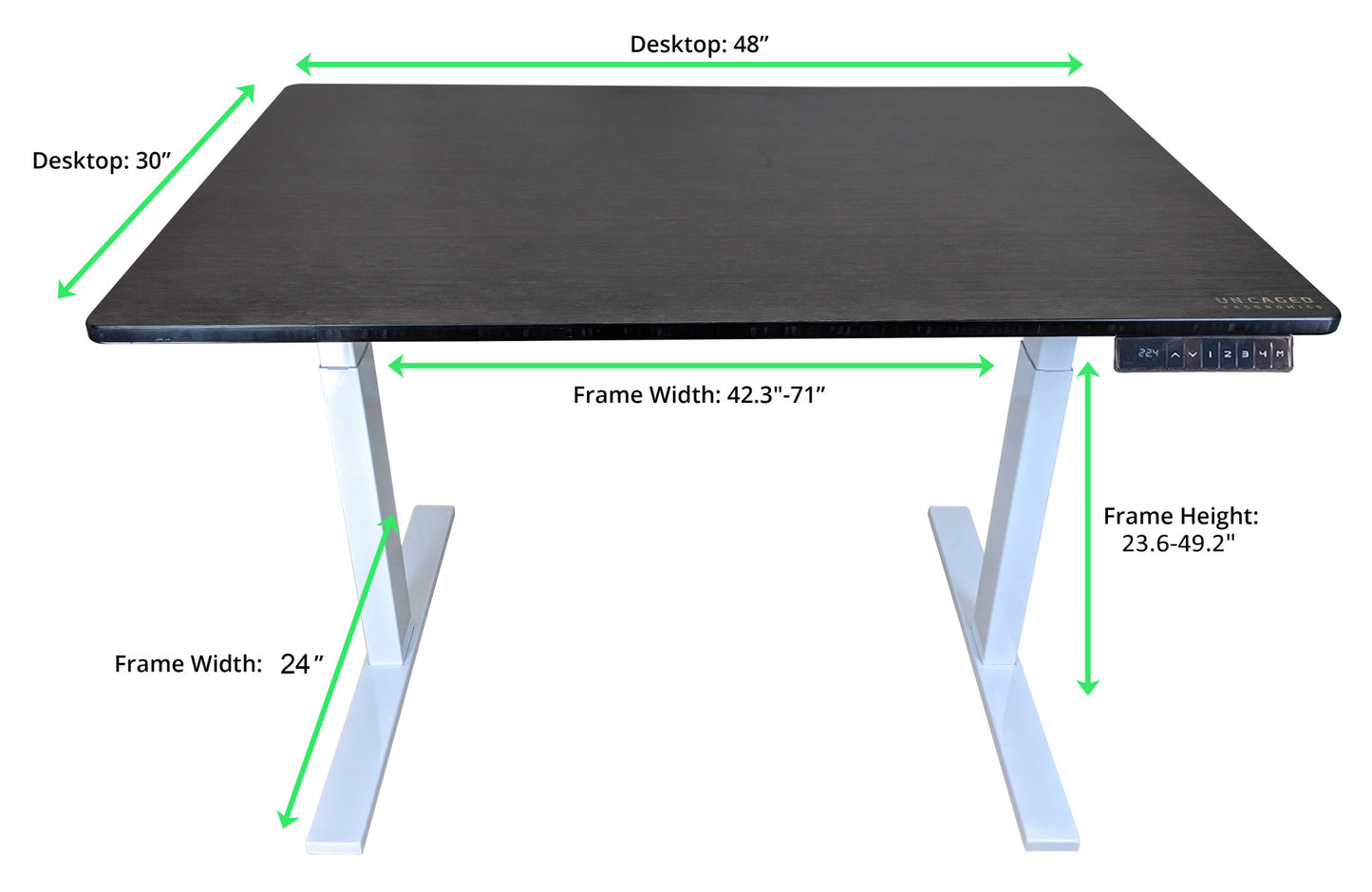 White and Black Bamboo Dual Motor Electric Office Adjustable Computer Desk