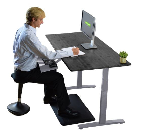 Gray and Black 45" Bamboo Dual Motor Electric Office Adjustable Computer Desk