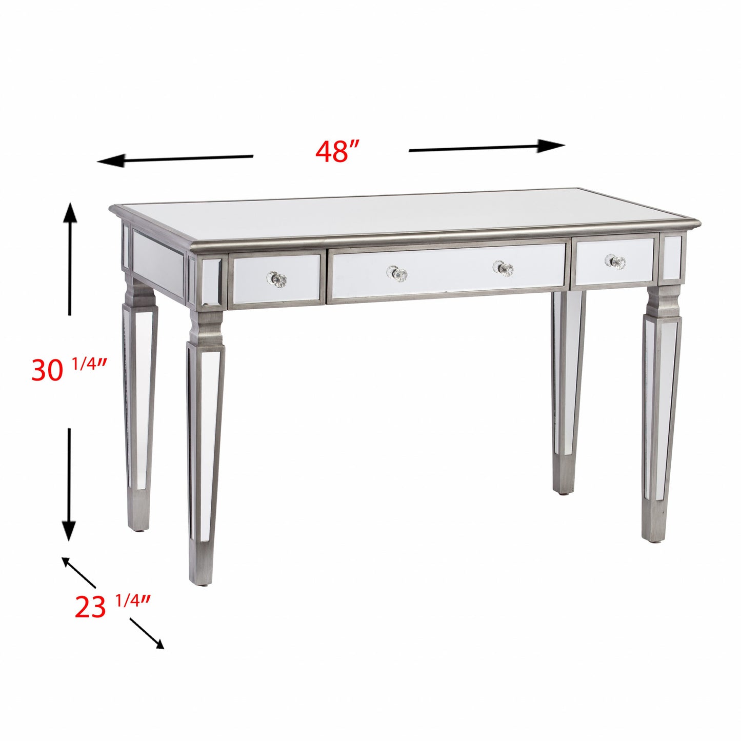 Silver Matte Mirrored Writing Desk