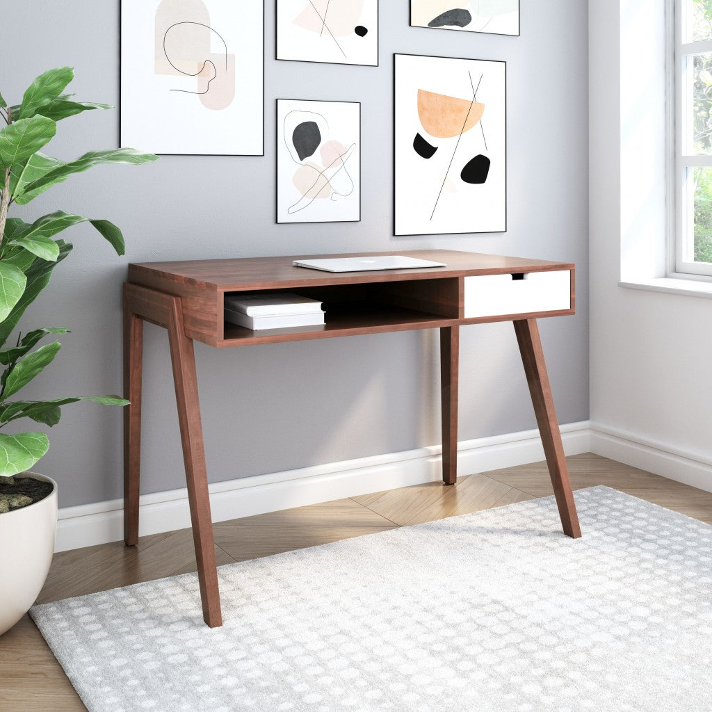 46" Brown Solid Wood Writing Desk