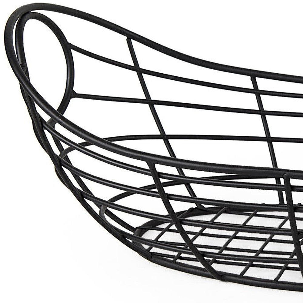 Black Metal Boat Shaped Basket