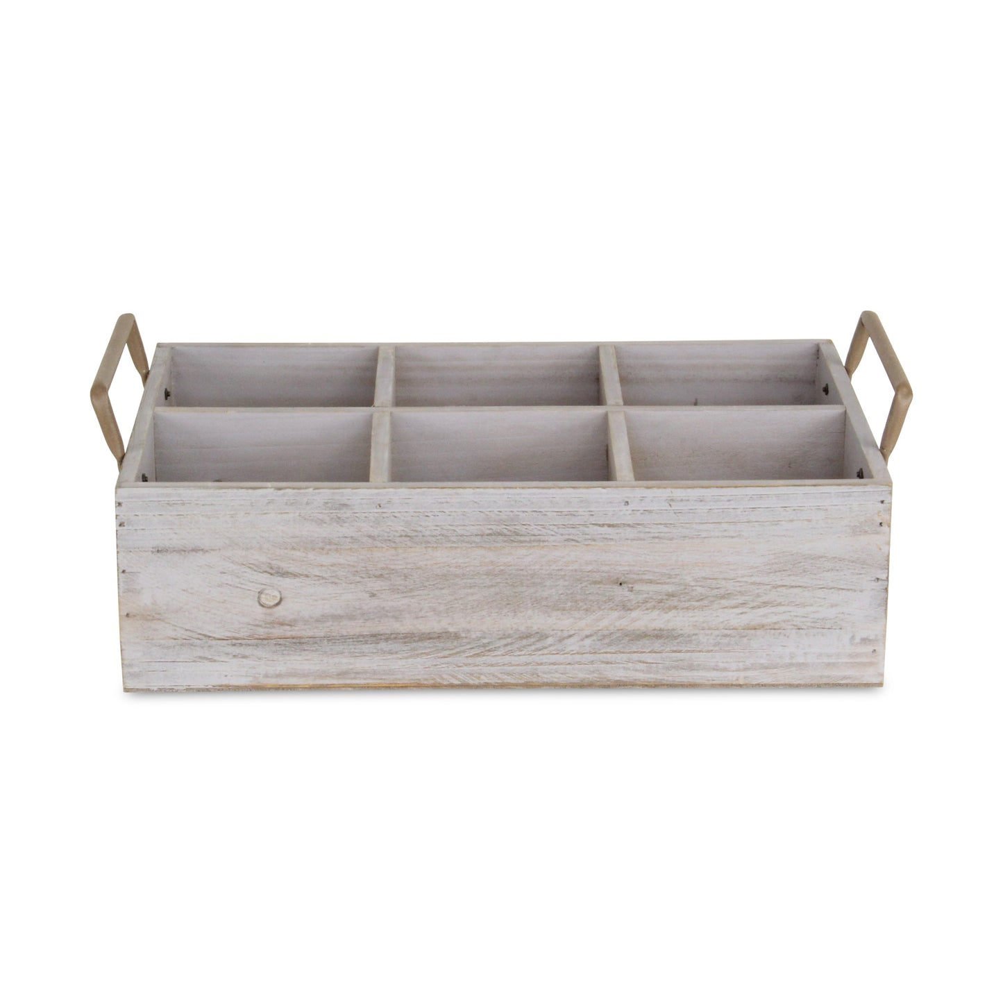 Rustic Graywash Six Slot Wooden Caddy