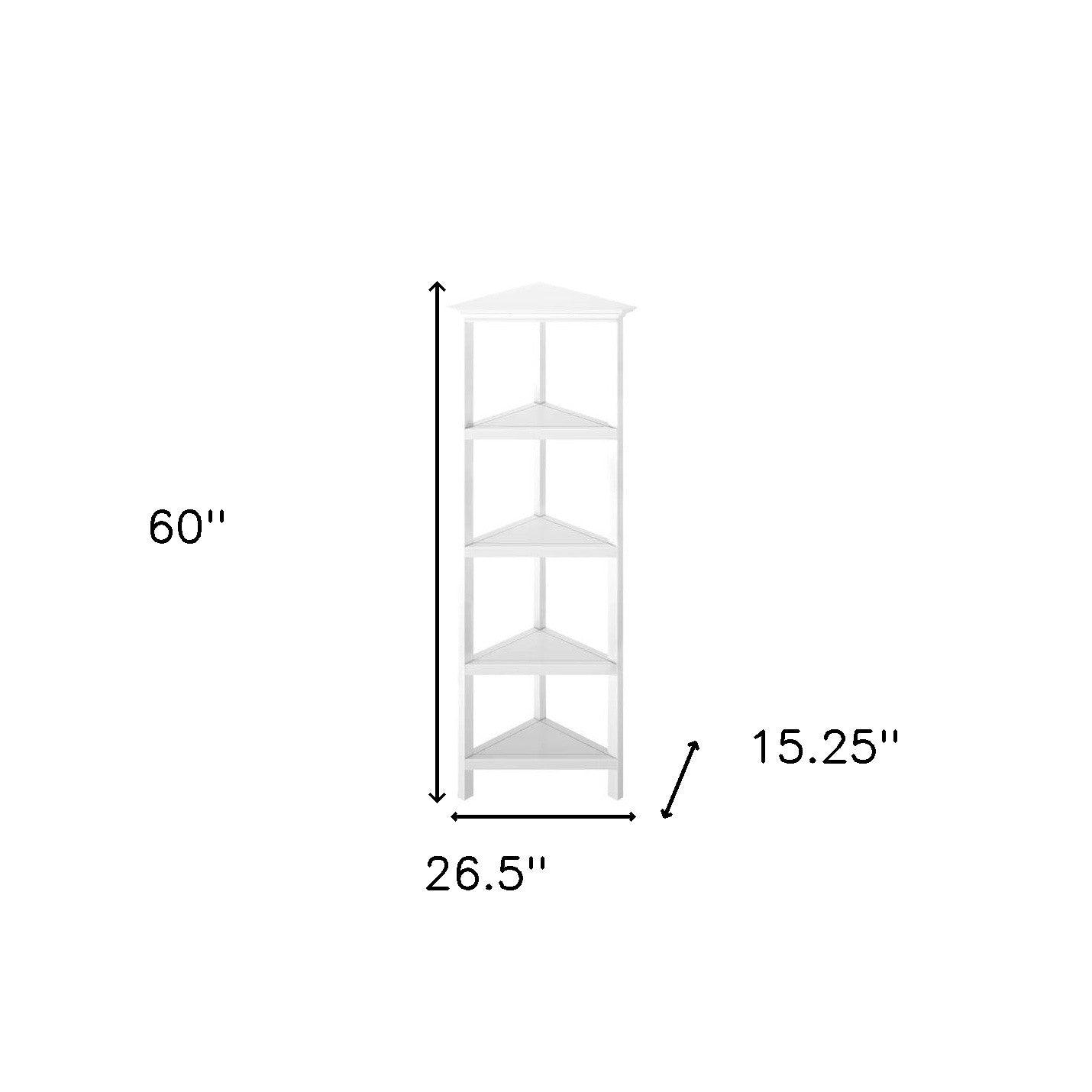 60" White Solid Wood Corner Bookcase