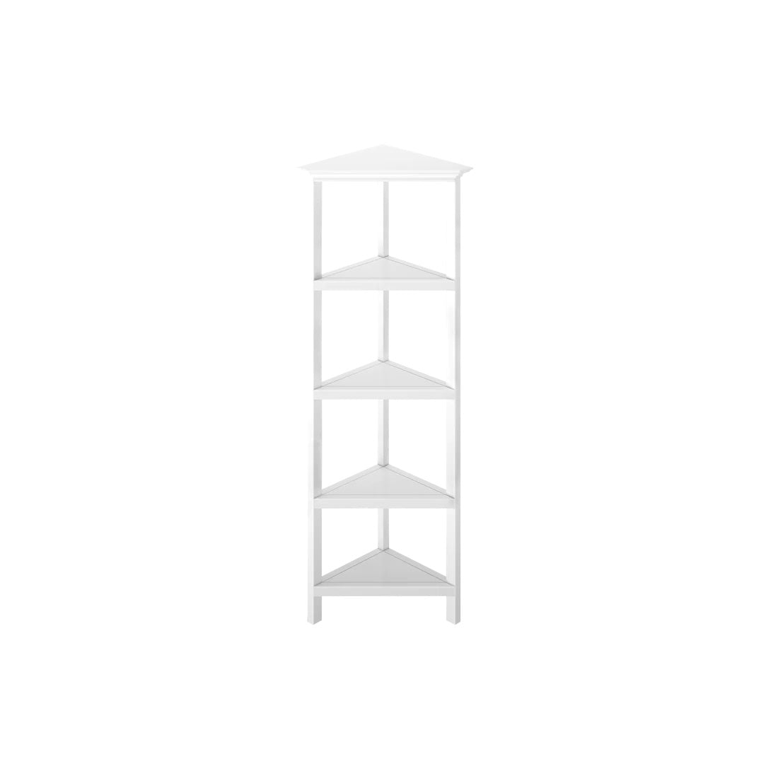 60" White Solid Wood Corner Bookcase