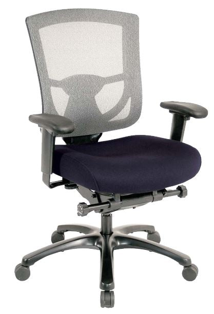 Denim Blue and Black Adjustable Swivel Mesh Rolling Office Chair