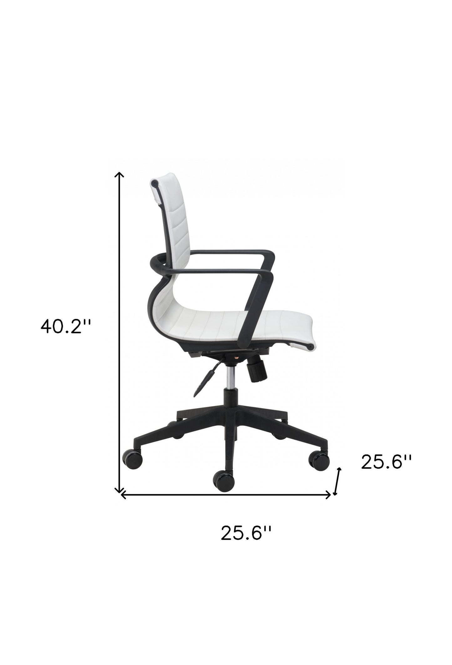 White Faux Leather Seat Swivel Adjustable Task Chair Metal Back Steel Frame