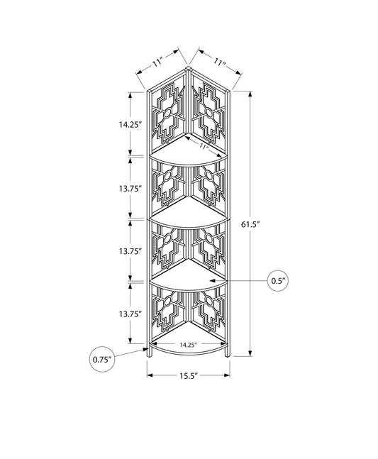 62" Espresso Metal Corner Bookcase