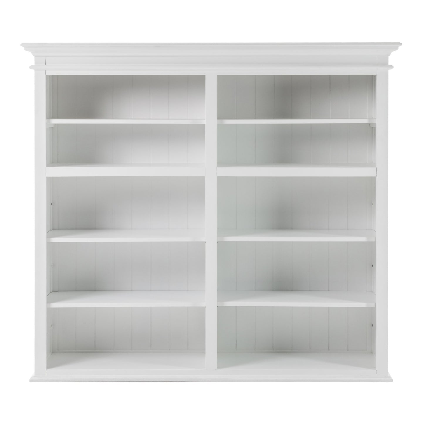 87" White Solid Wood Adjustable Four Tier Bookcase