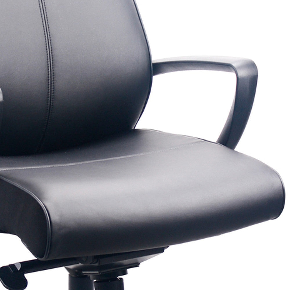 Black Adjustable Swivel Faux Leather Rolling Office Chair