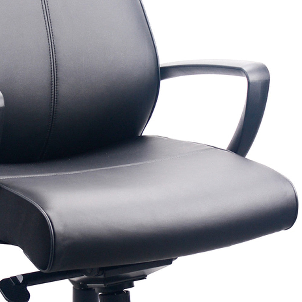 Black Adjustable Swivel Faux Leather Rolling Office Chair