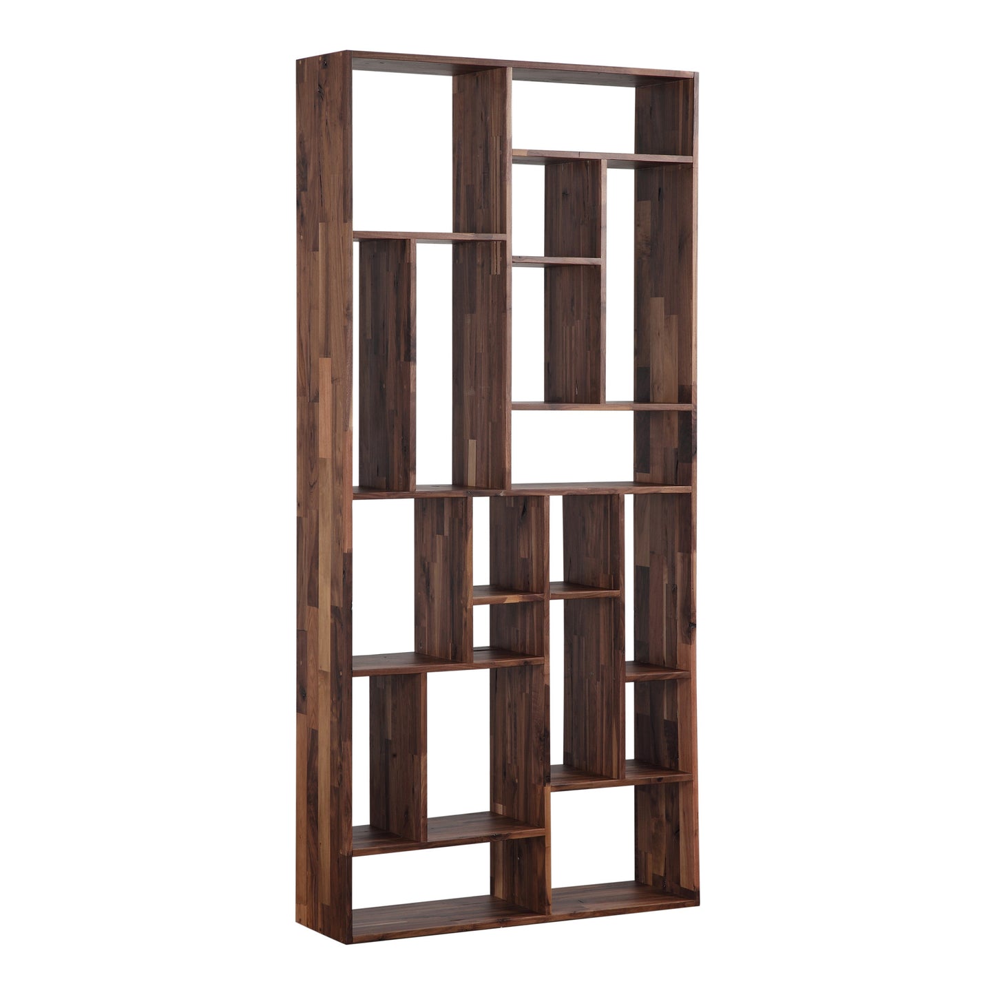 86" Natural Walnut Wood Ten Tier Standard Bookcase