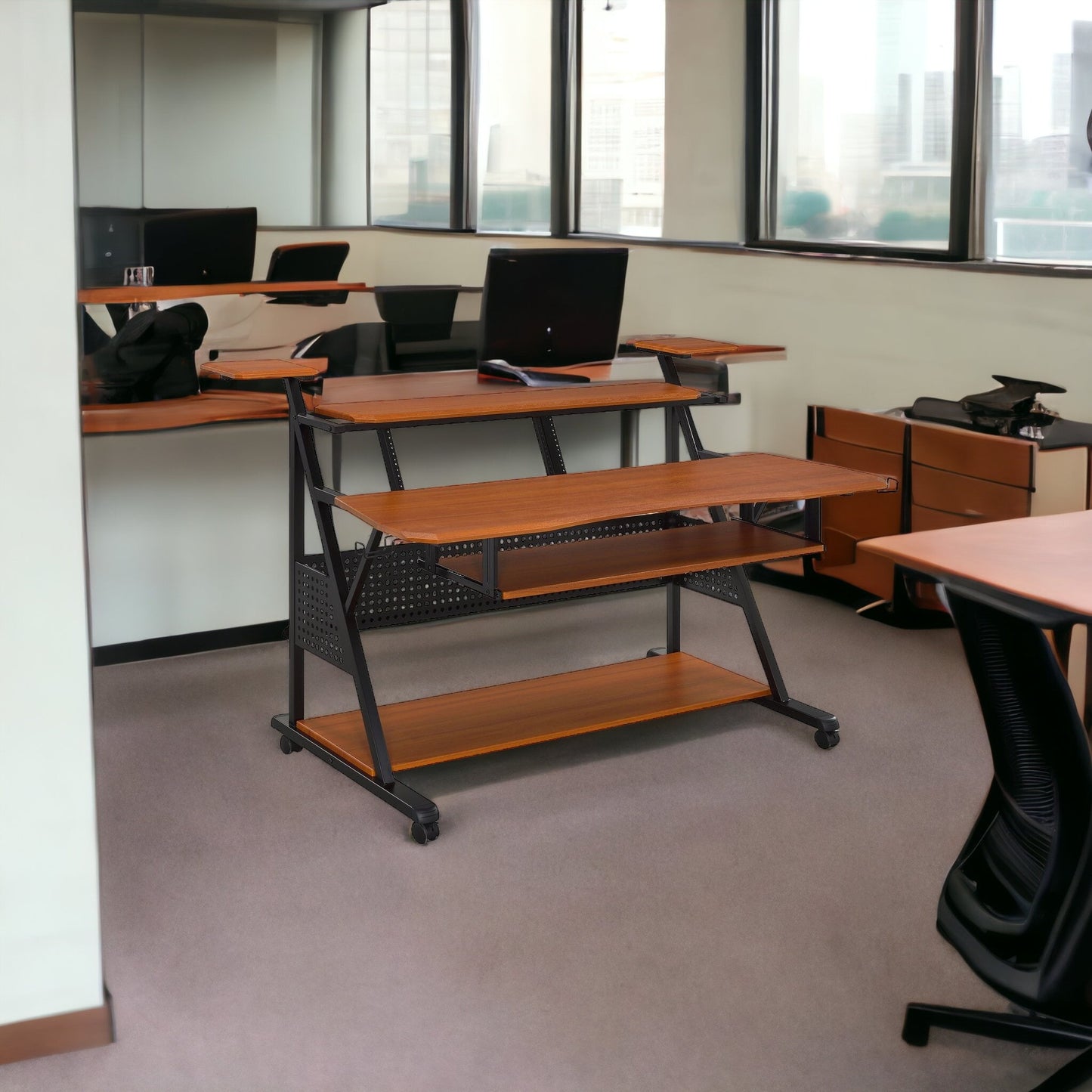 67" Brown and Black Computer Desk