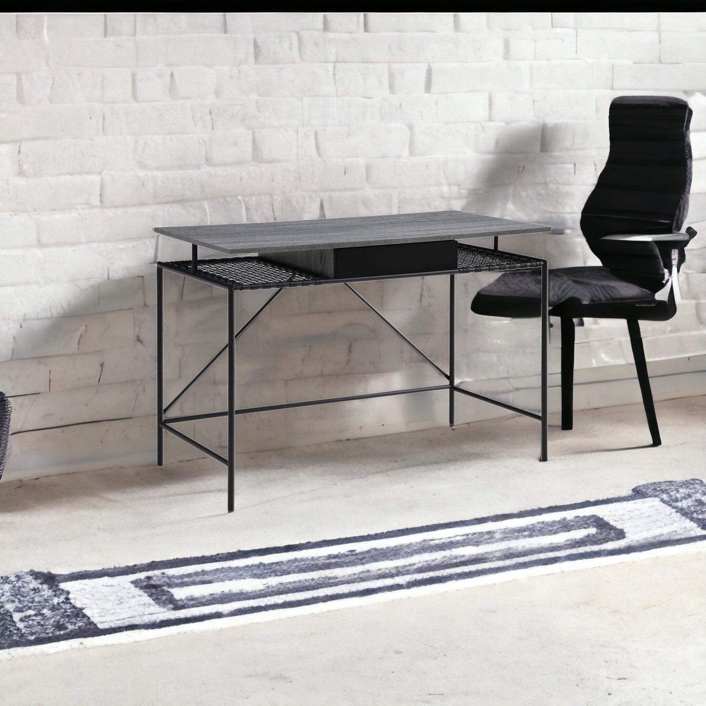 43" Gray and Black Writing Desk