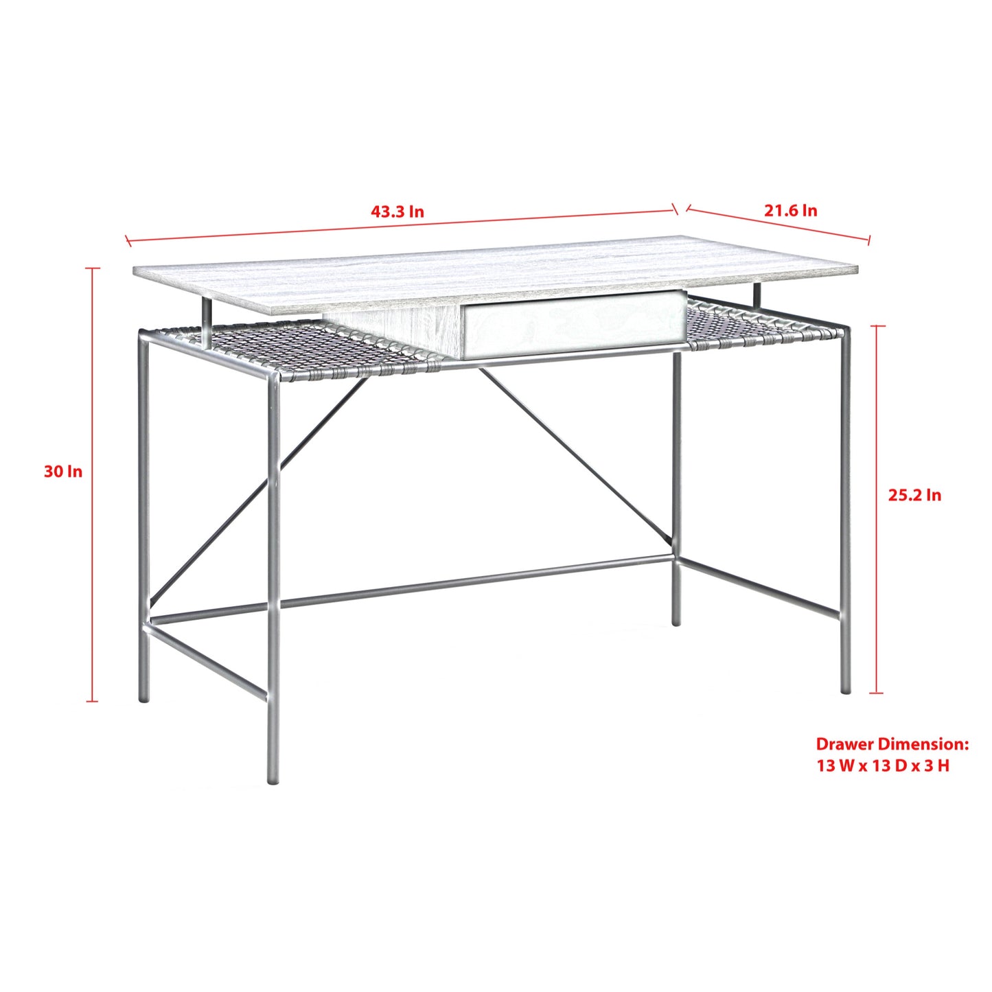 43" Gray and Black Writing Desk