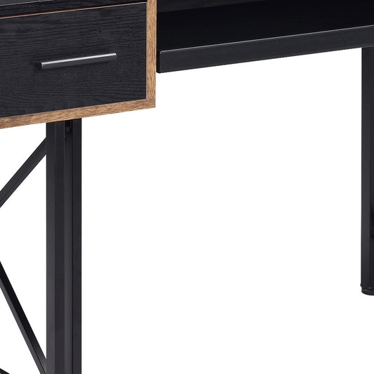 47" Black Computer Desk With Two Drawers