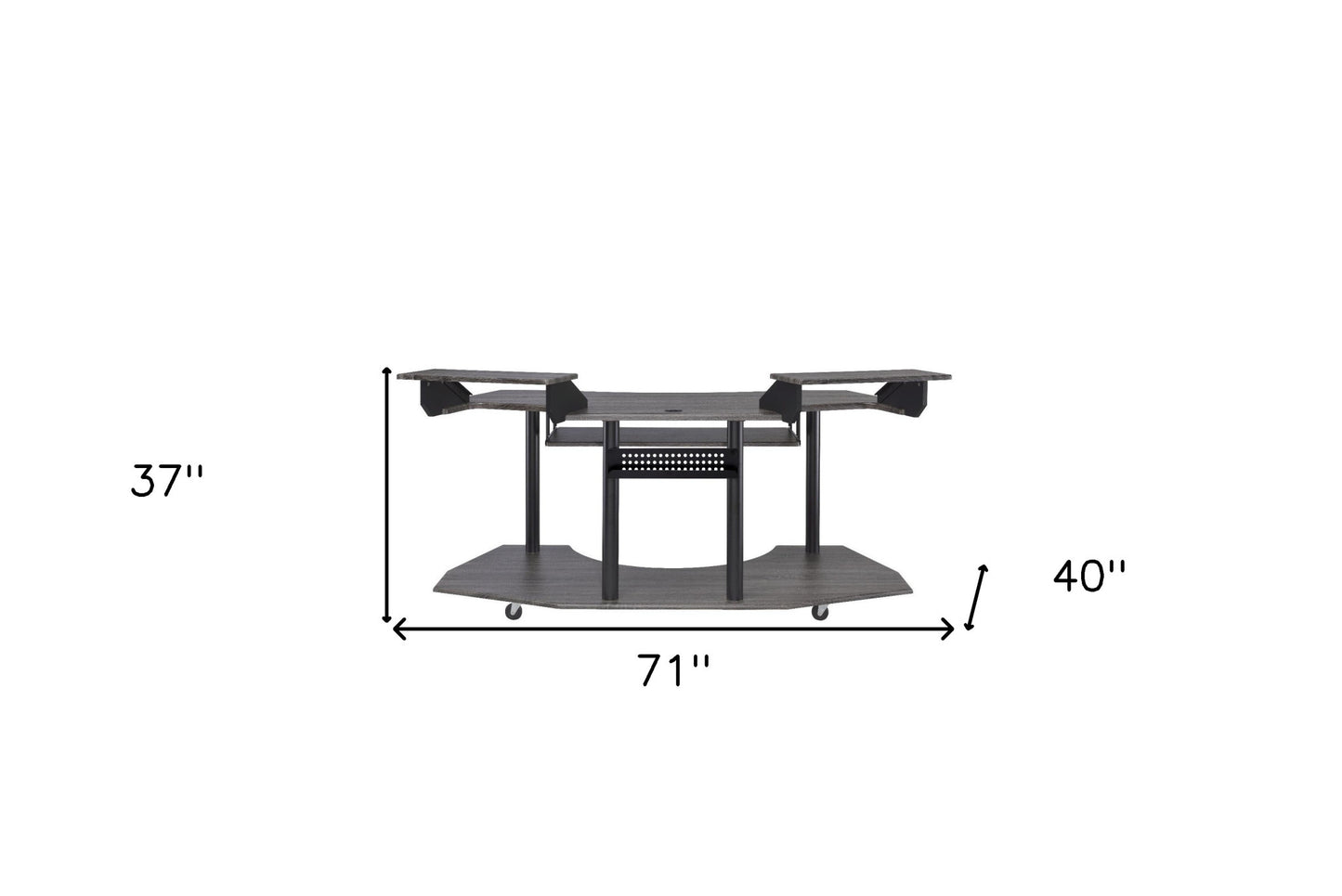 71" Black Unique Computer Desk