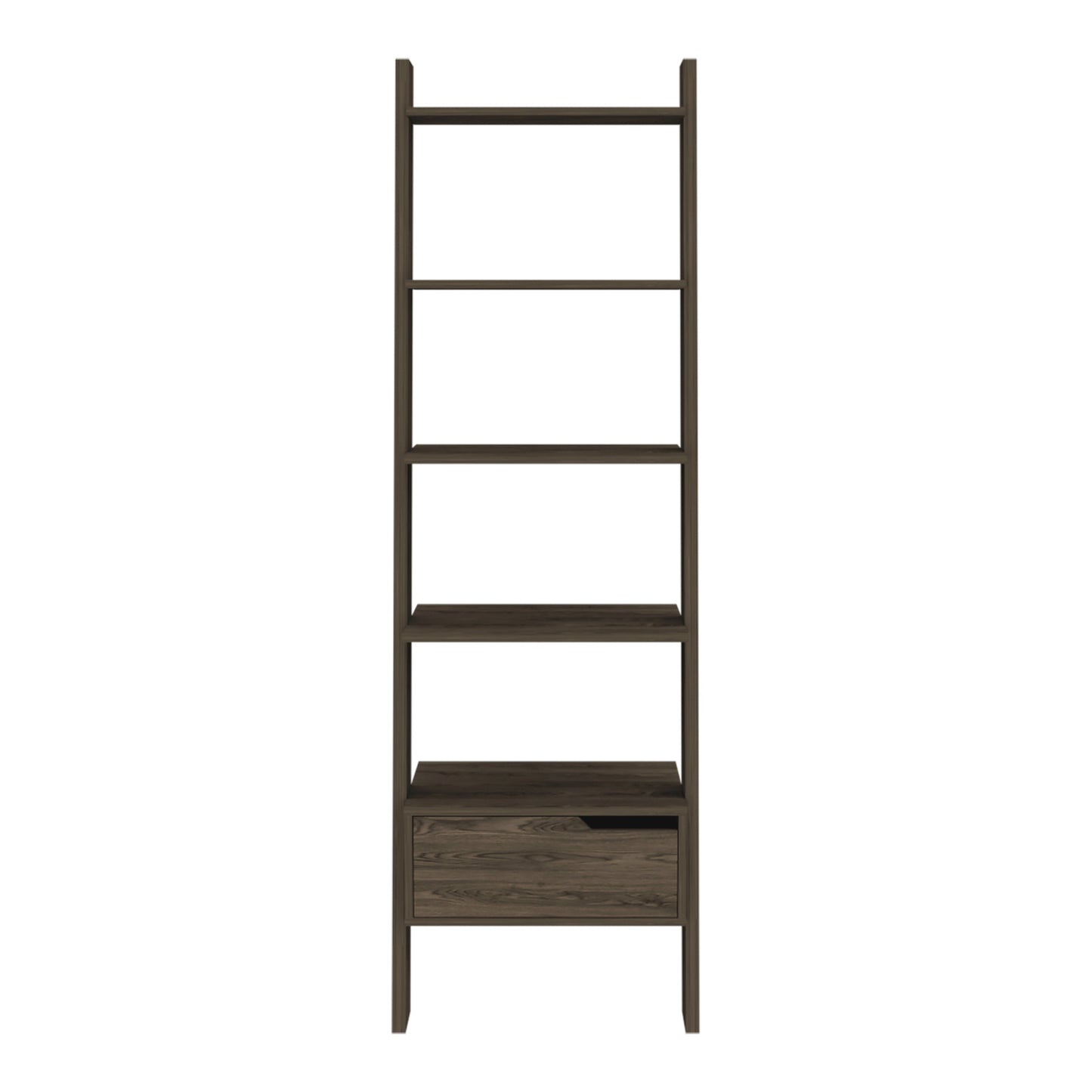 70" Five Tier Ladder Bookcase with A Drawer