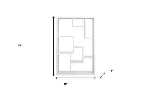 75" White Composite Zig Zag Multi Tier Bookcase