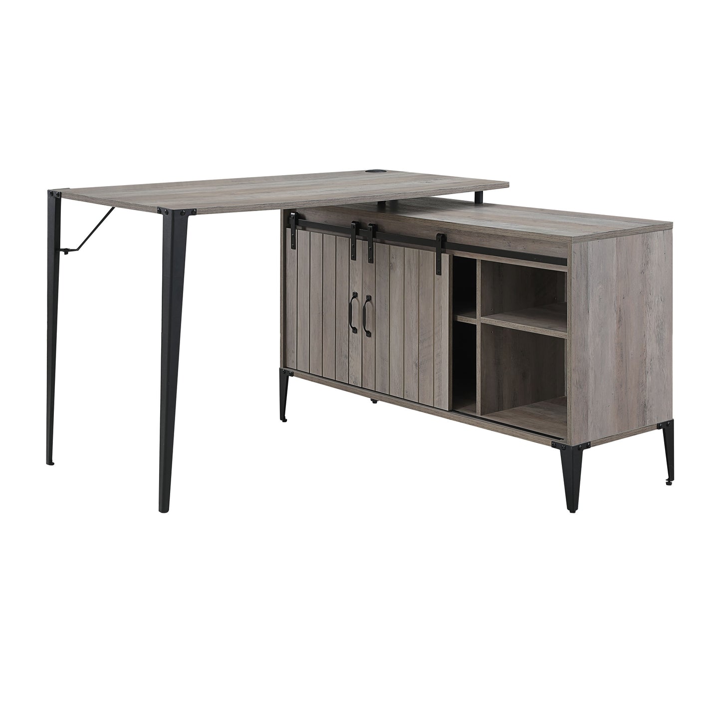 48" Gray and Black L Shape Writing Desk