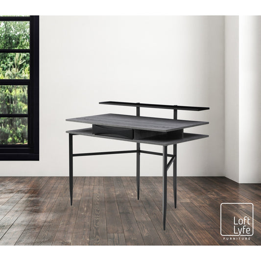 43" Gray and Black Writing Desk