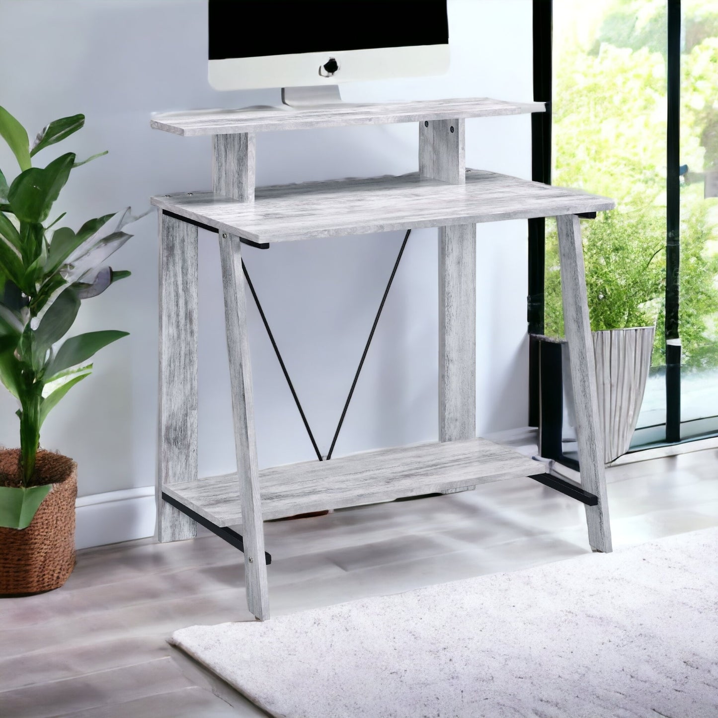 32" Antiqued White Writing Desk