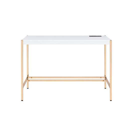 42" White and Gold Writing Desk