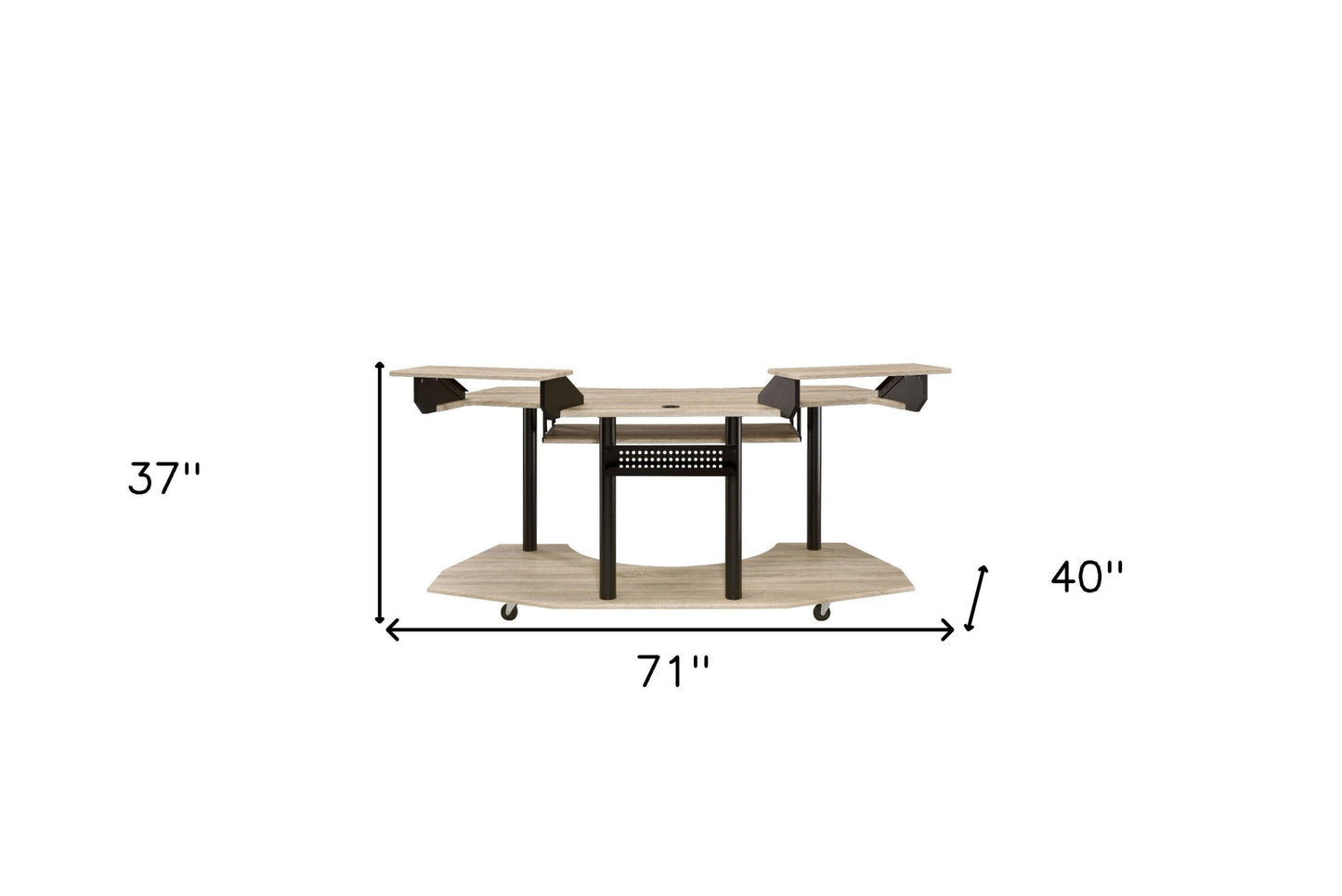 71" Natural and Black Unique Computer Desk