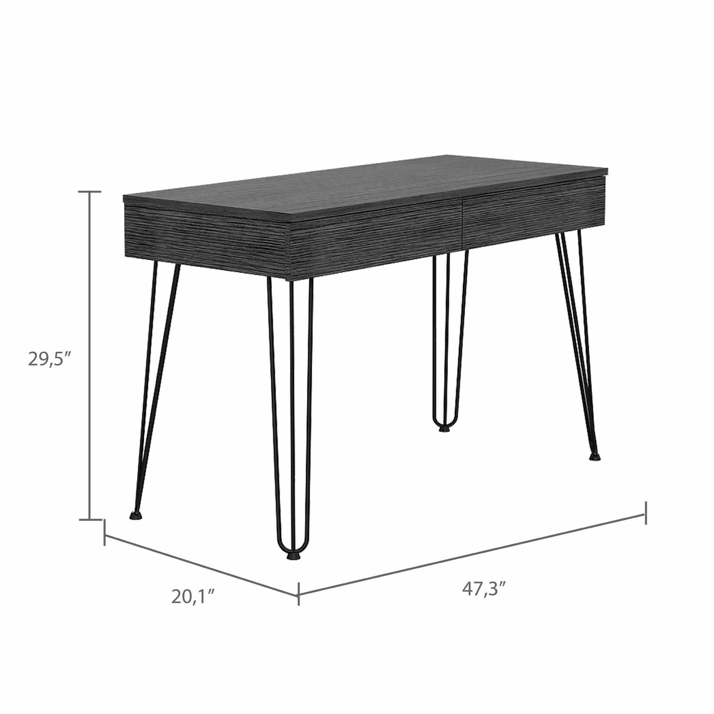 47" Gray and Black Computer Desk