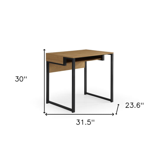 32" Natural and Black Writing Desk