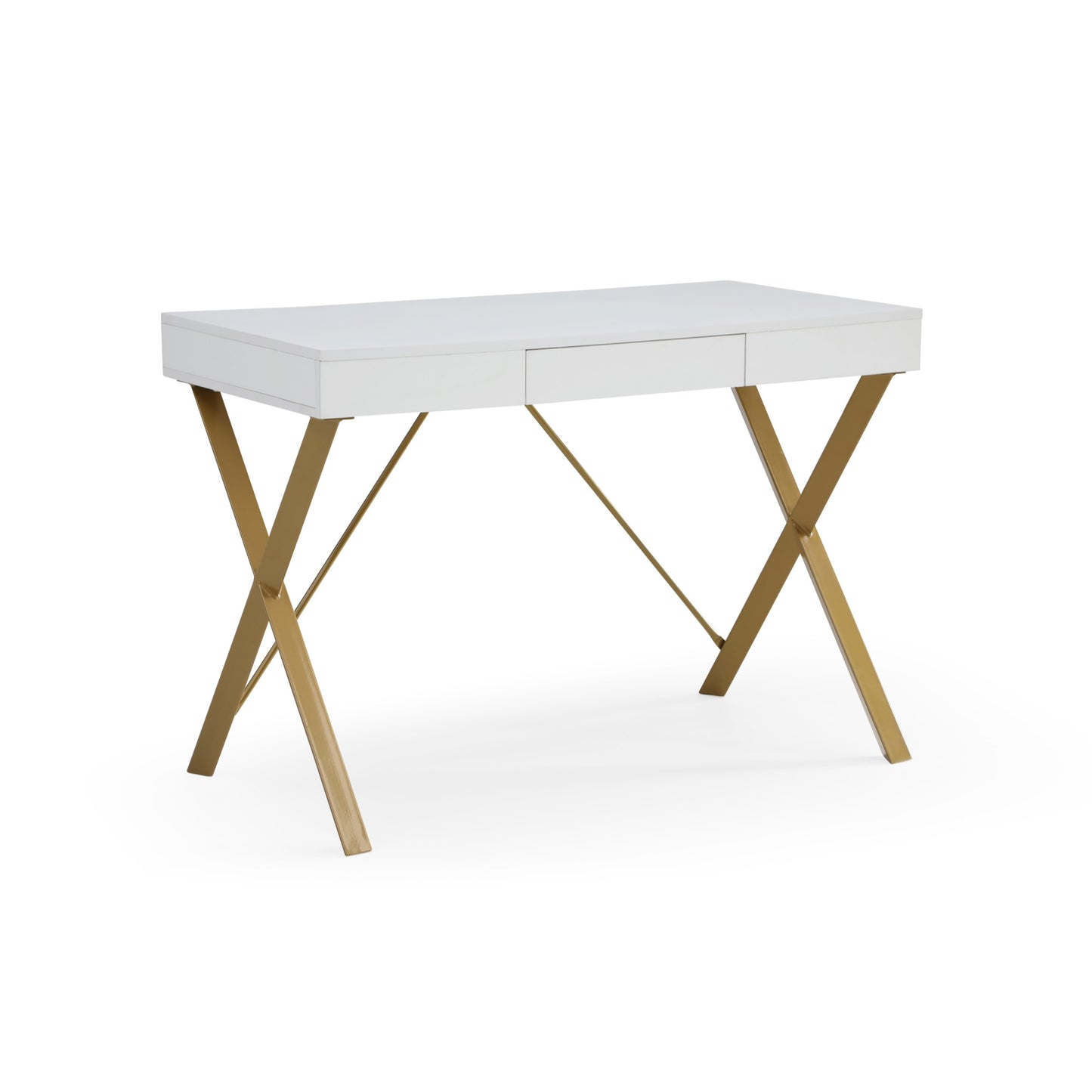 43" White and Gold Writing Desk