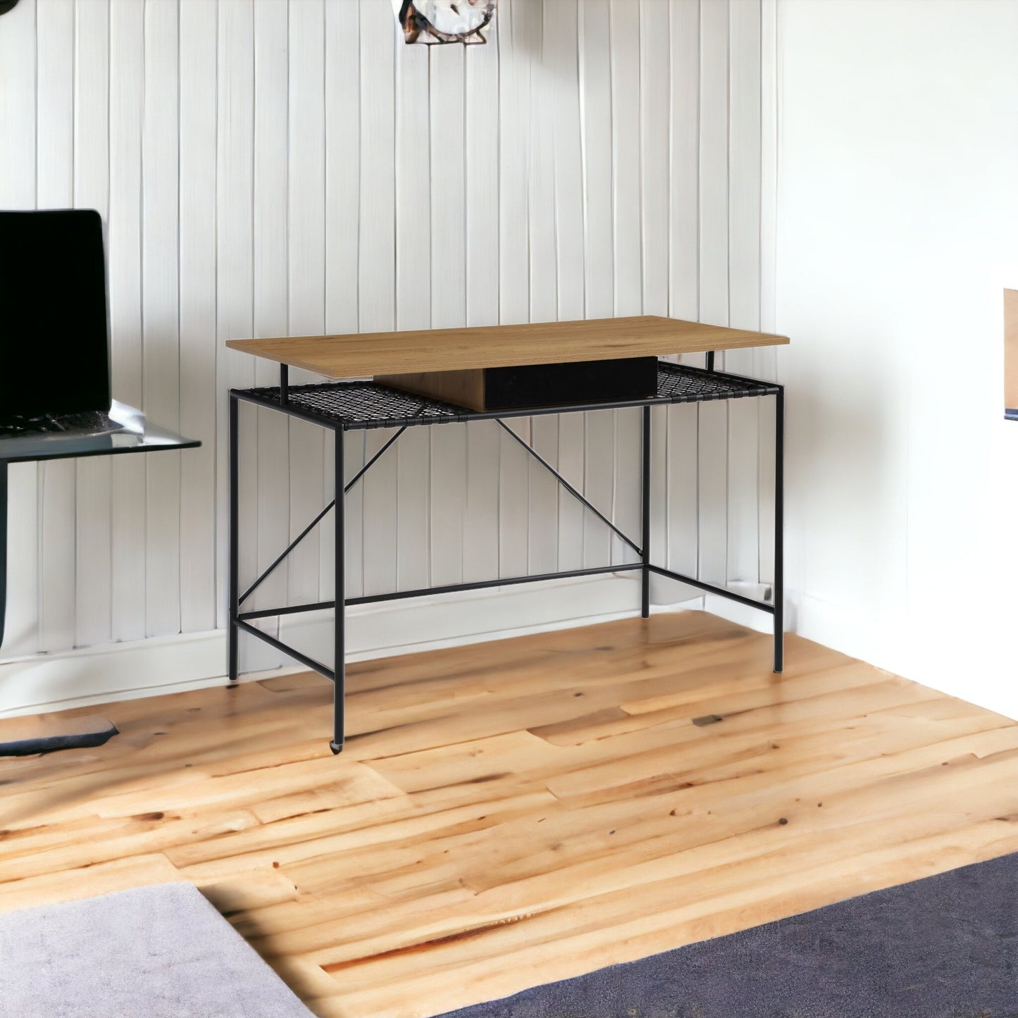 43" Natural and Black Writing Desk