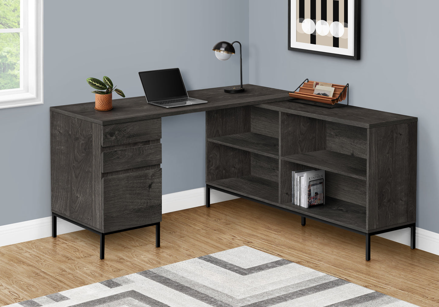 60" Gray and Black Computer Desk