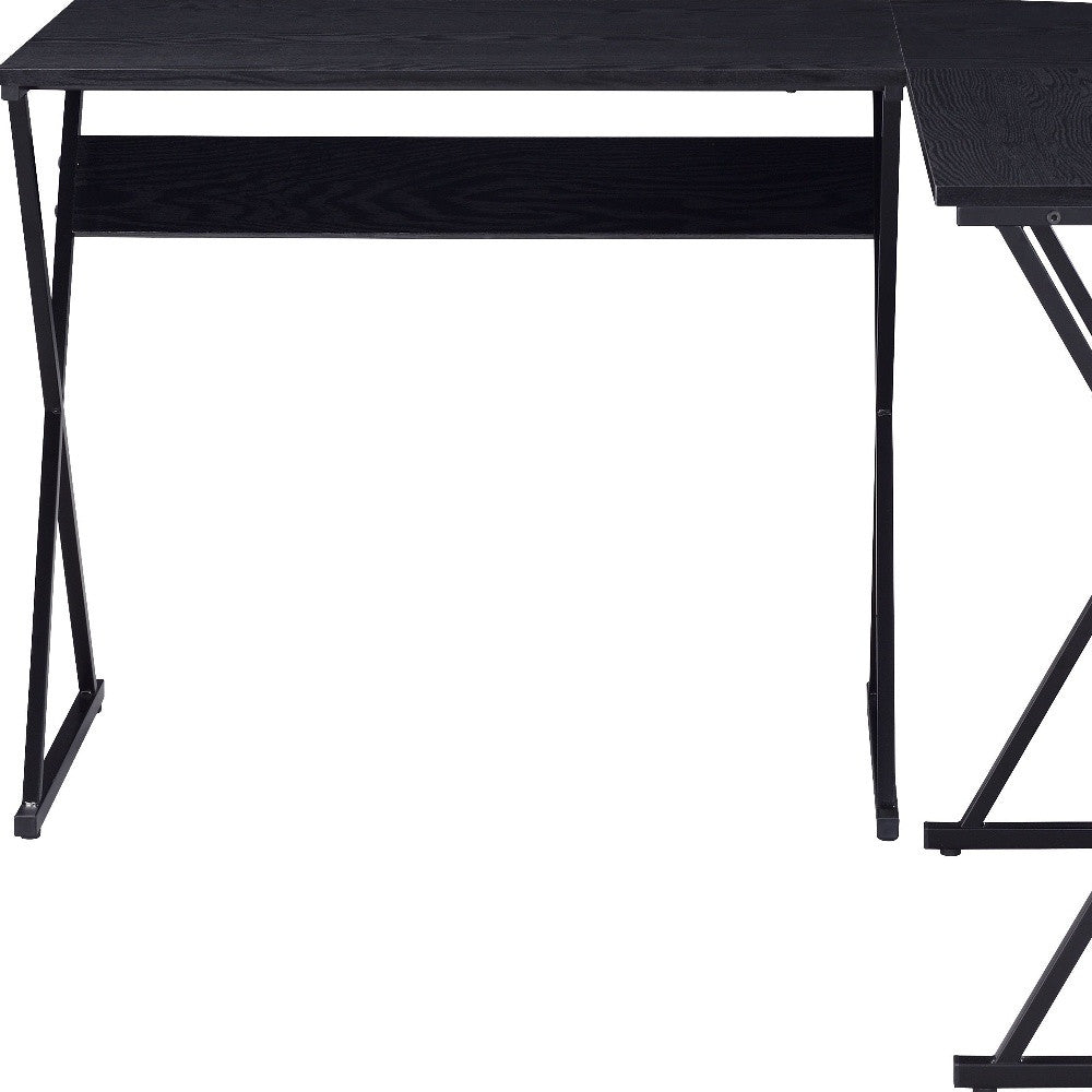 50" Black L Shape Writing Desk