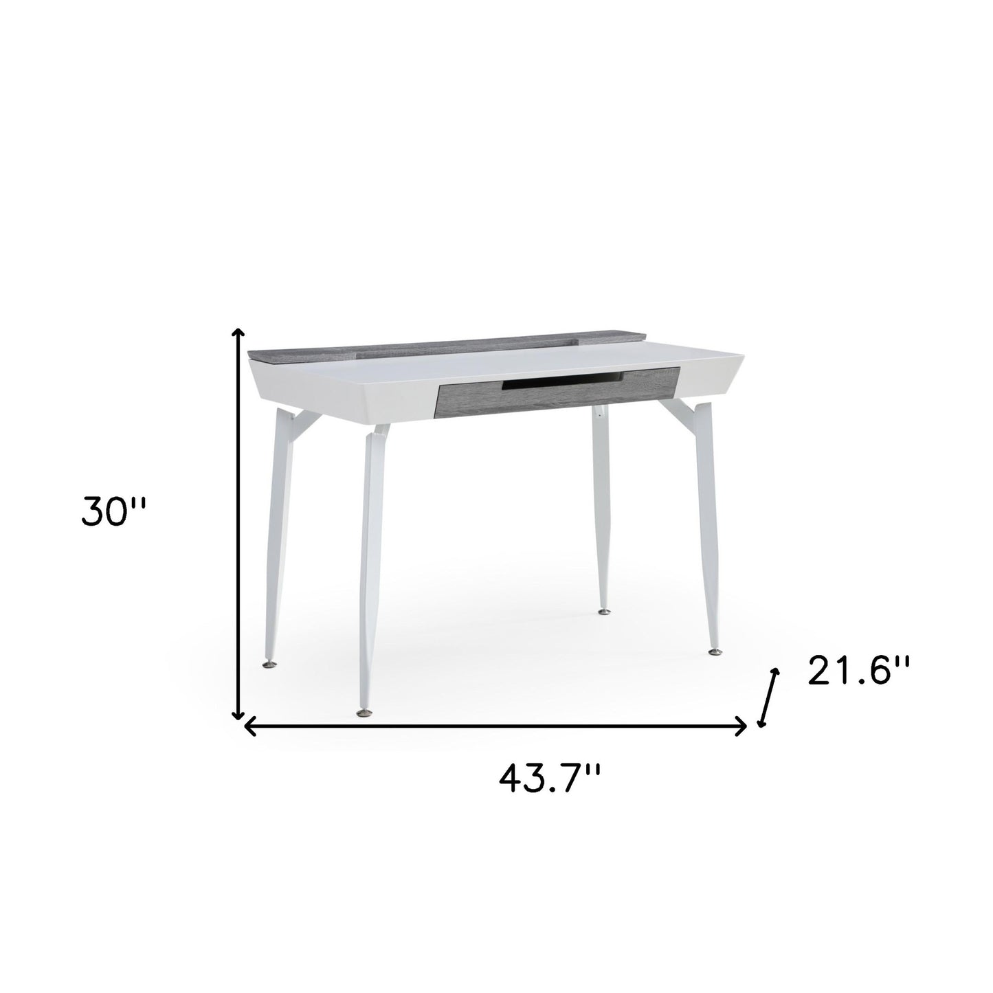 44" White and Gray Writing Desk With Three Drawers