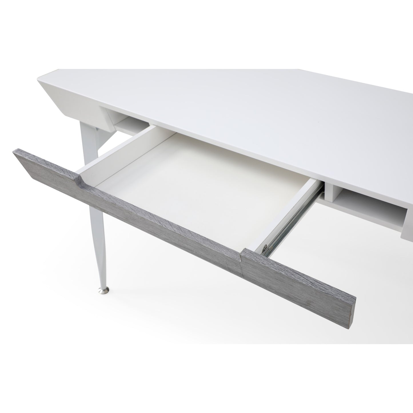 44" White and Gray Writing Desk With Three Drawers