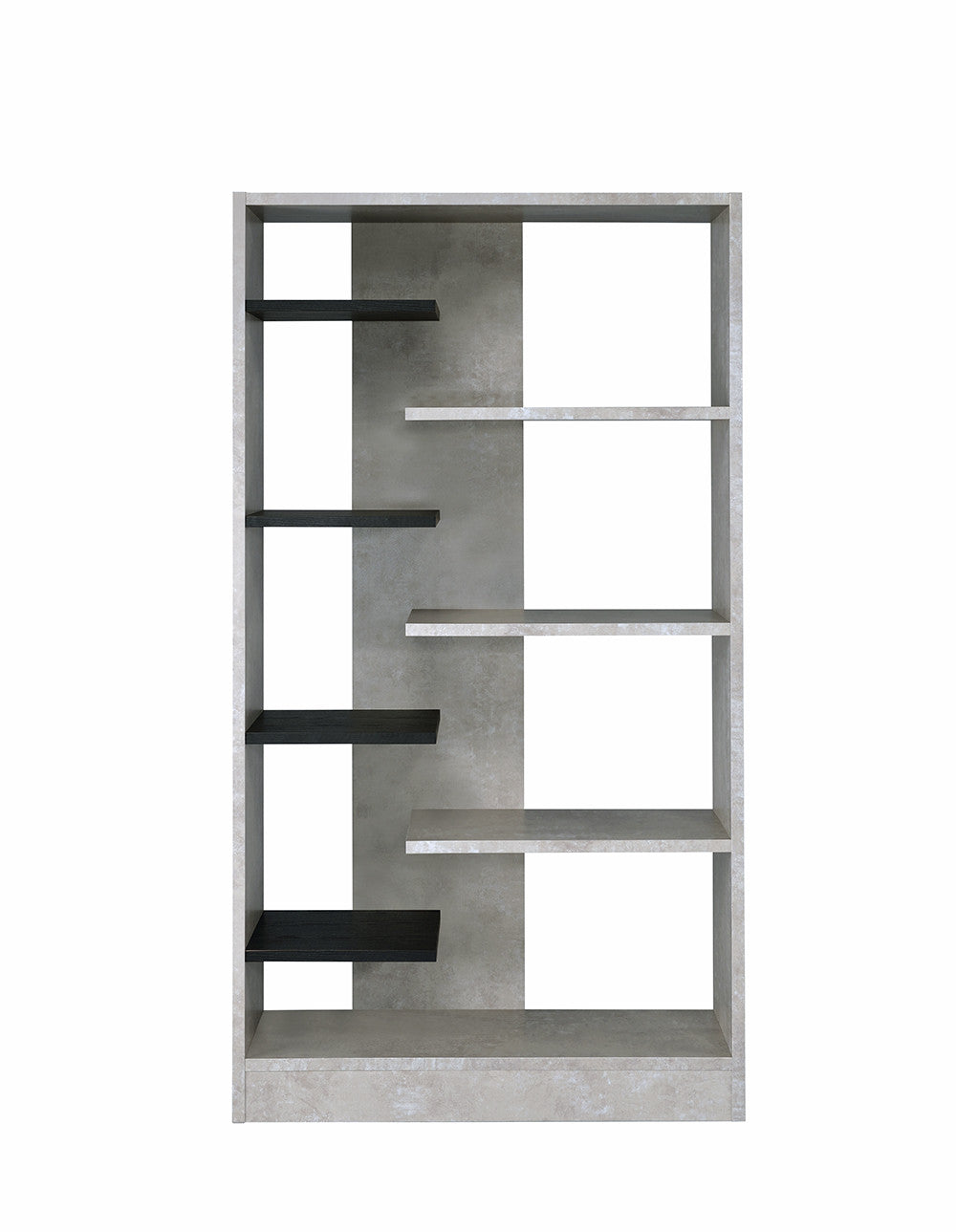 77" Gray and Black Eight Tier Etagere Bookcase