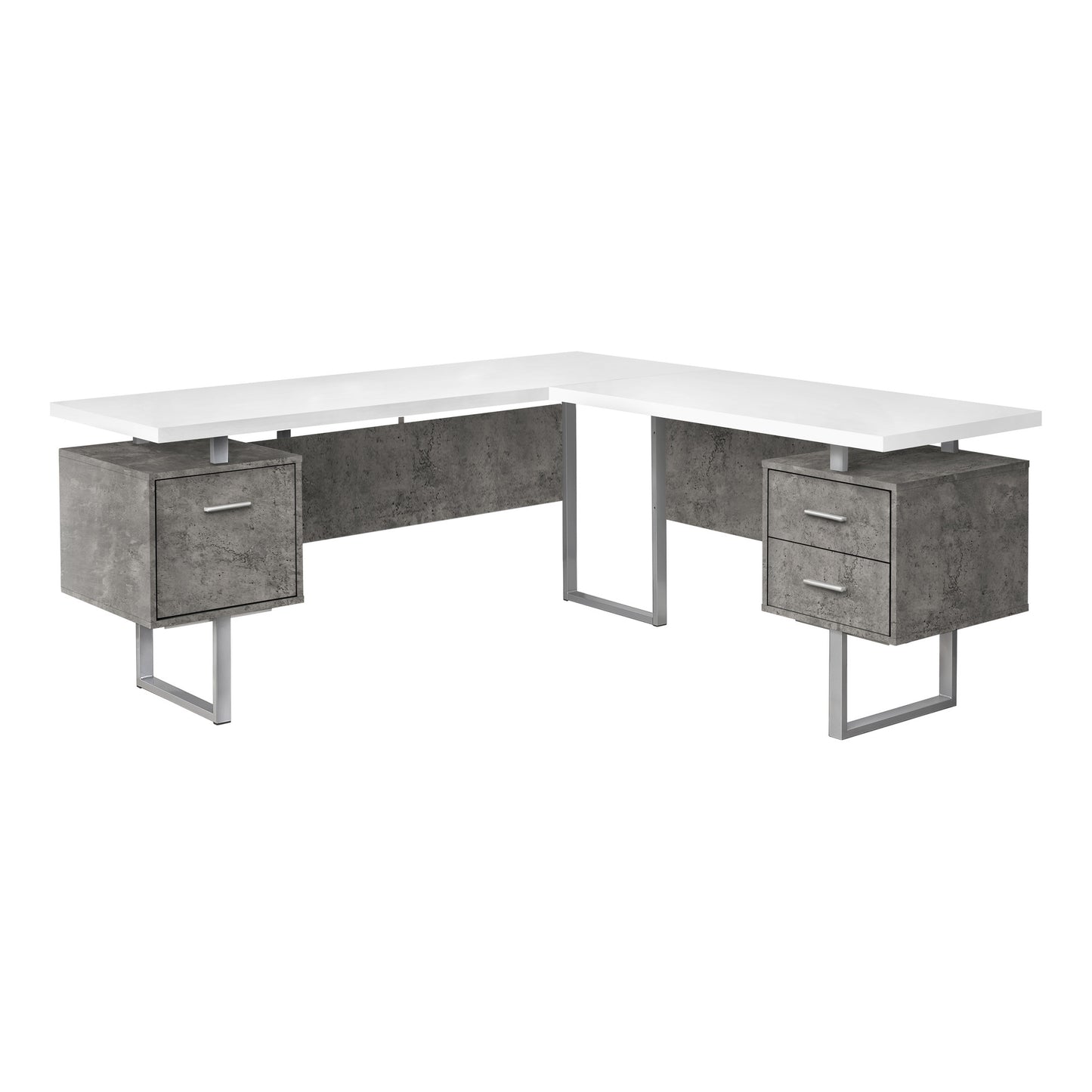 71" White and Gray L Shape Computer Desk