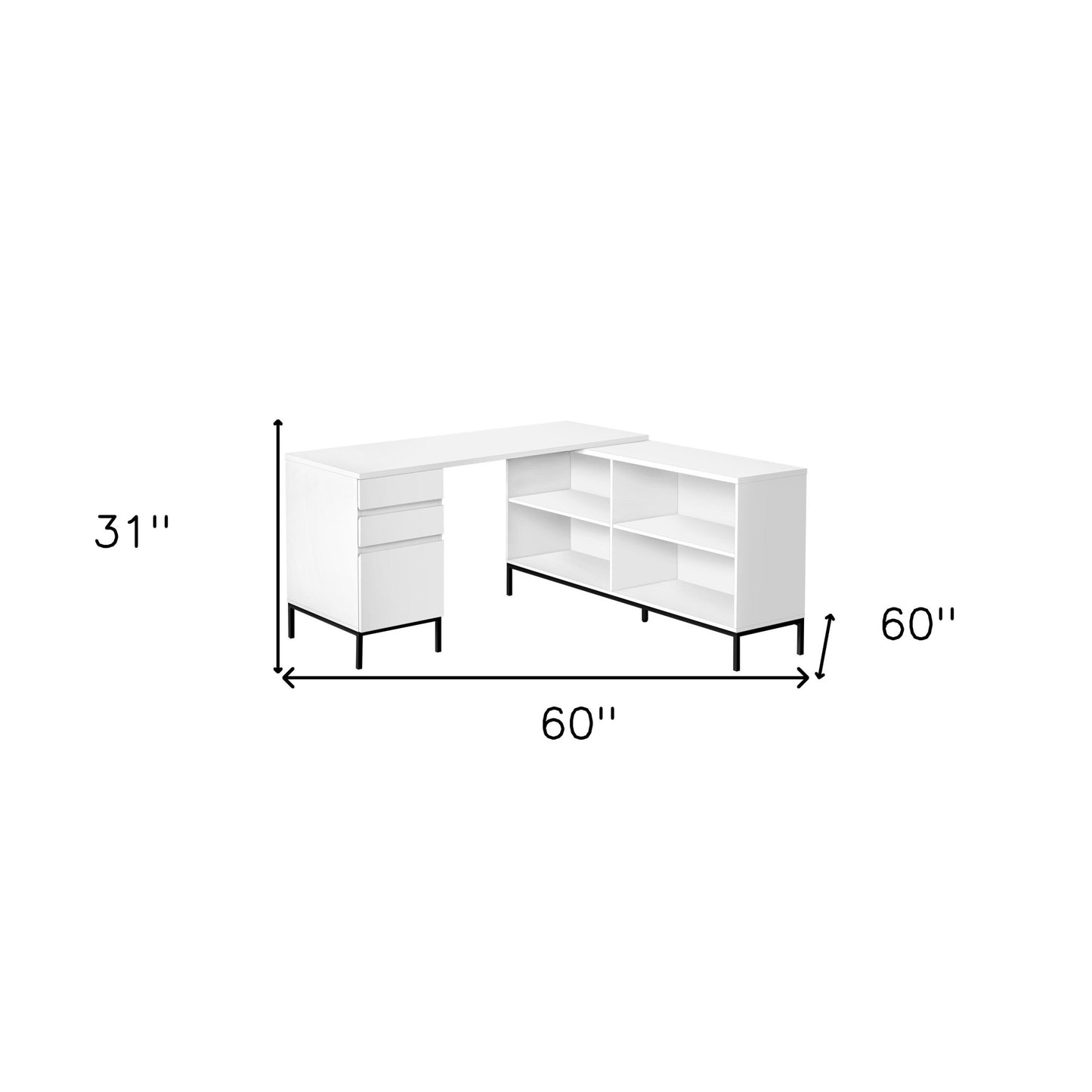 60" White and Black Computer Desk