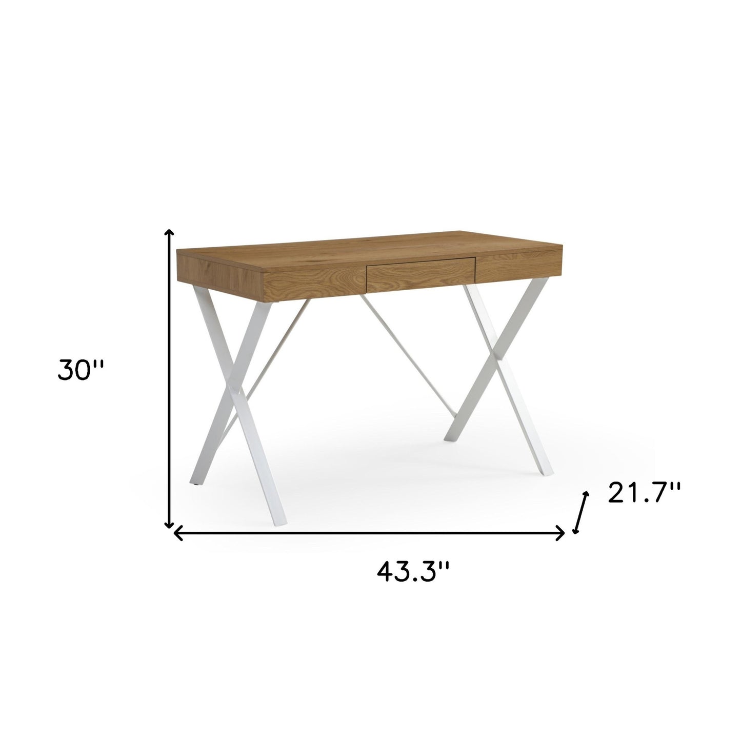 43" Natural and White Writing Desk