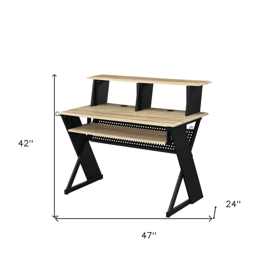 47" Natural and Black Computer Desk