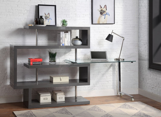 55" Gray L Shape Writing Desk