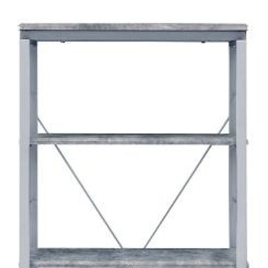 54" Gray and Silver Metal Four Tier Etagere Bookcase