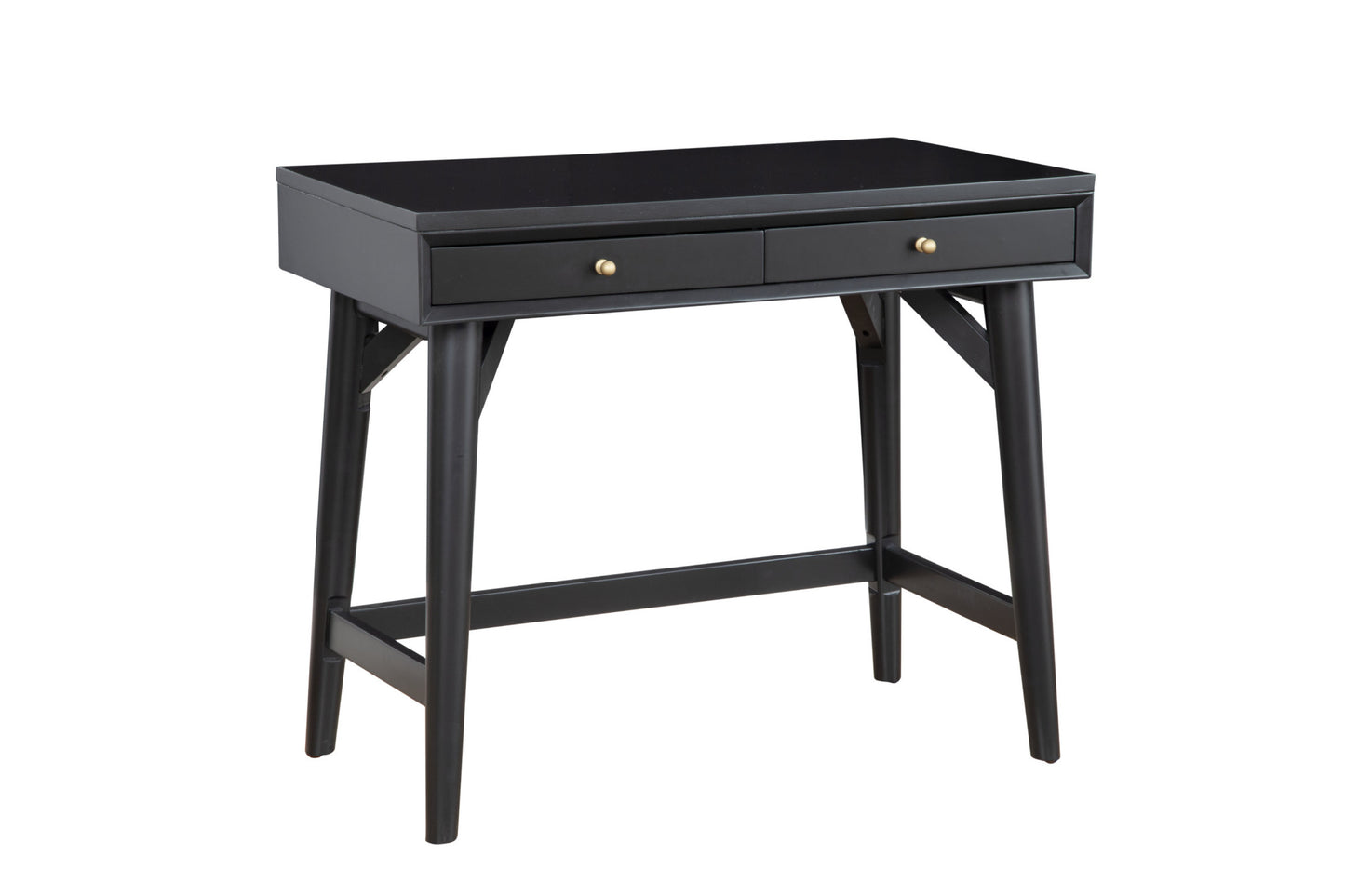 36" Black Solid Manufactured Wood Writing Desk with Two Drawers