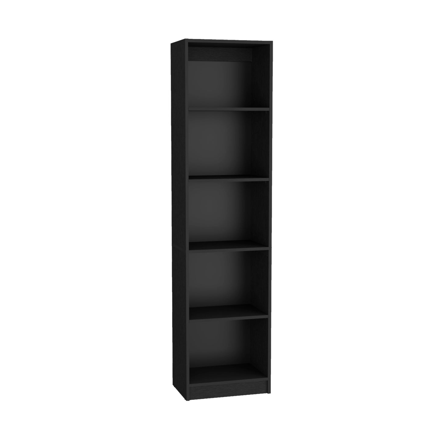 71" Black Five Tier Bookcase