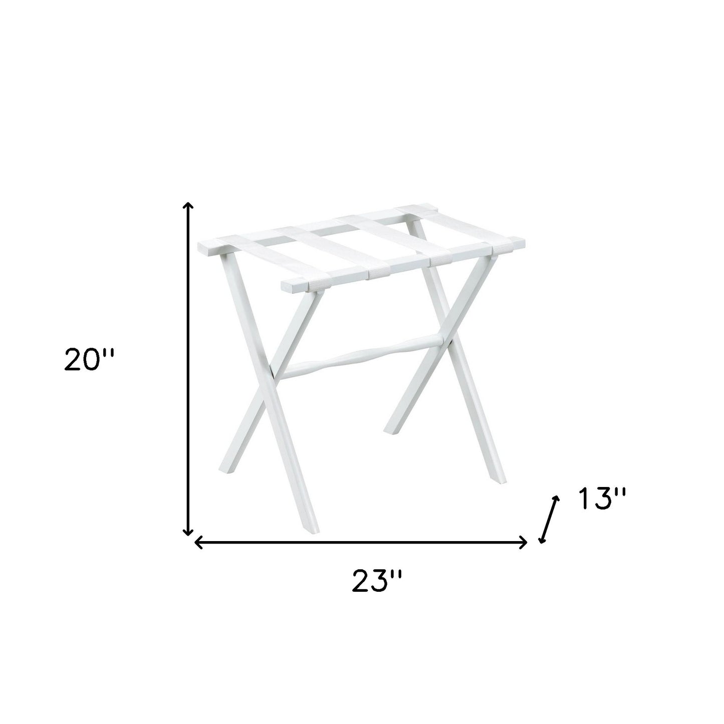 Hotel White Finish Wood Folding Luggage Rack With White Straps